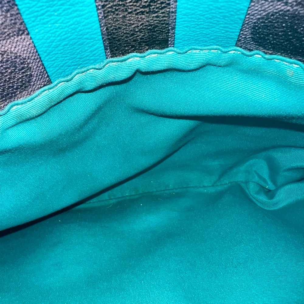 Coach Signature Varsity Stripe Blue/Teal Leather Crossboy Bag Chic Minimalist - Picture 4 of 8